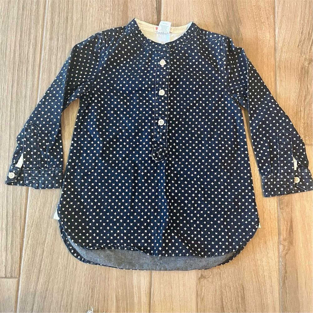 Crewcuts Girls Size 4 Blue Star Print Long Sleeve Blouse